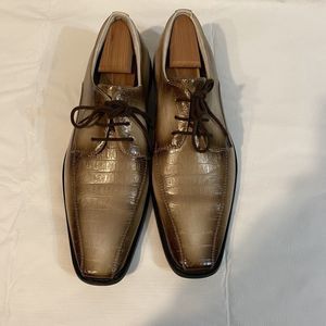 Trevi Capri  Men's Oxford Dress Shoes Beige/Brown  Size 11Mock Crocodile Pattern